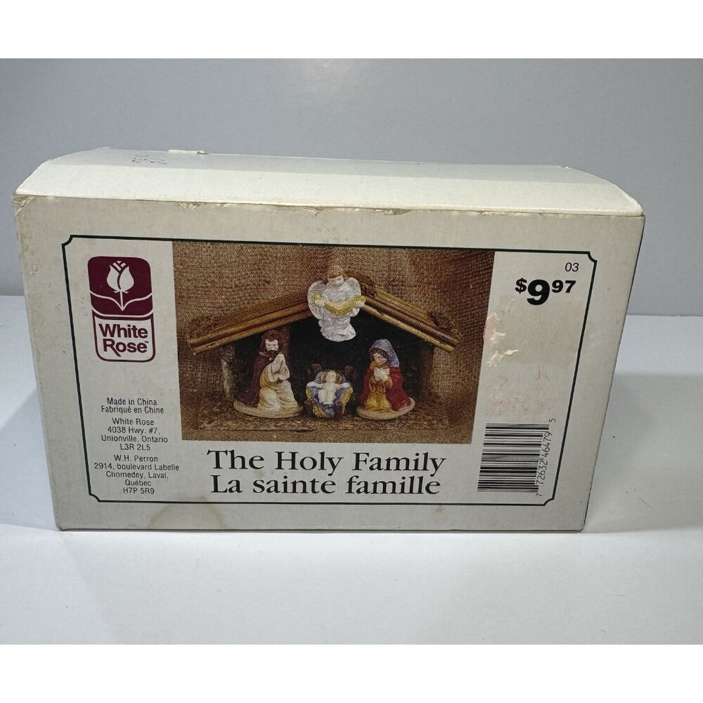 White Rose The Holy Family Ceramic Figurines Christmas Nativity Set Craft Paint